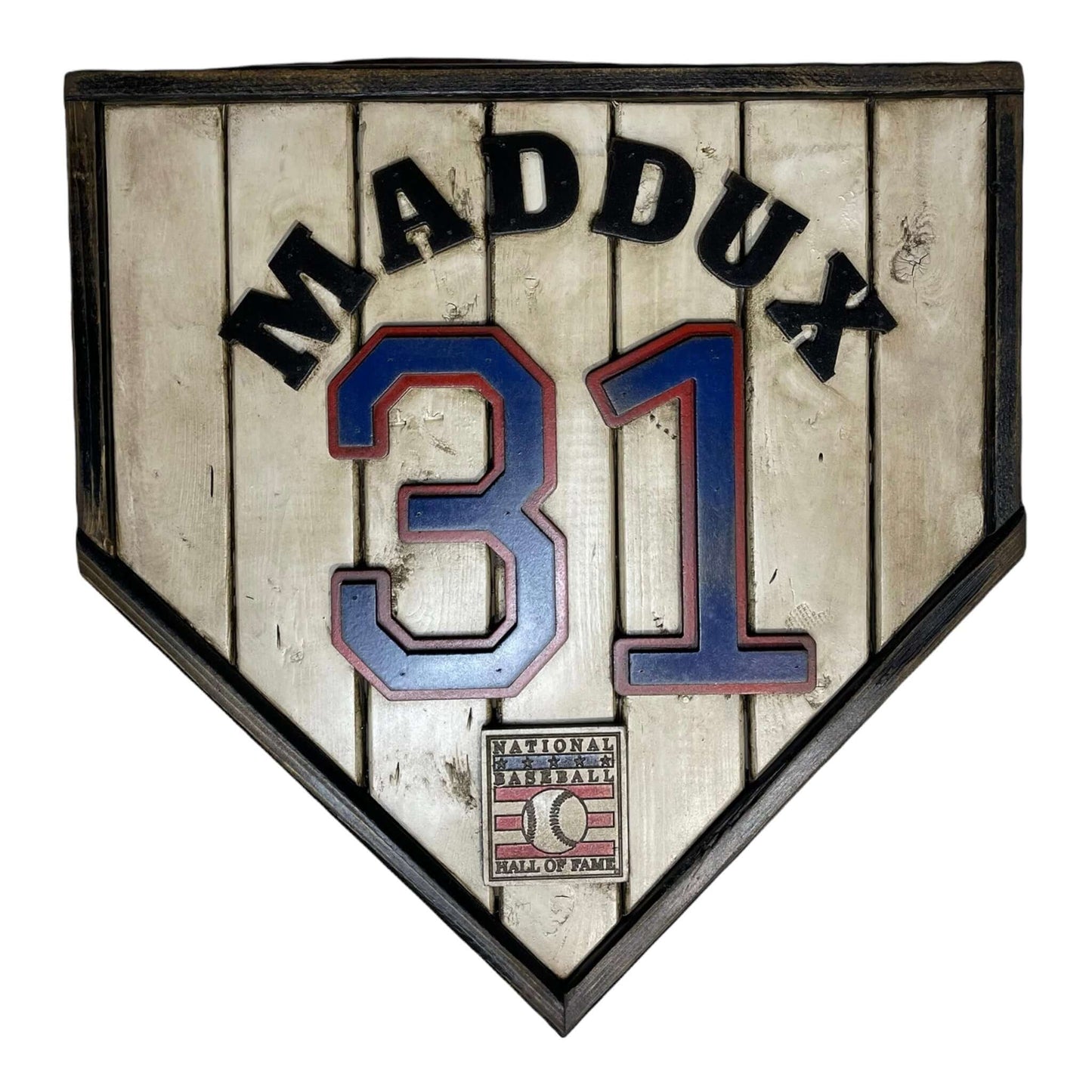 Greg Maddux #31 - Custom baseball Hall of Fame legacy home plate sign – handcrafted USA sports memorabilia