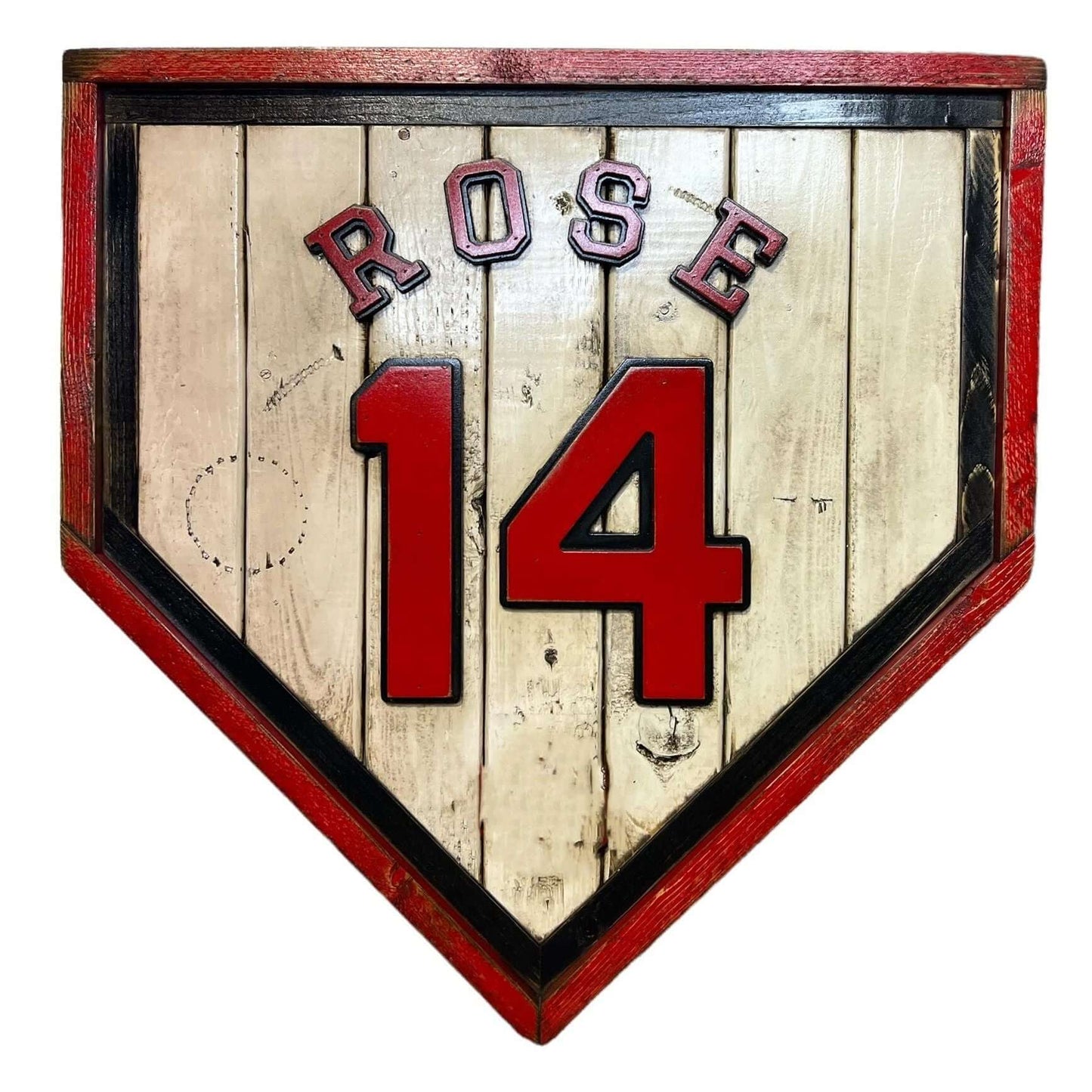 Pete Rose #14 - National Baseball Hall of Fame Handmade Home Plate. Baseball Memorabilia. Made in USA