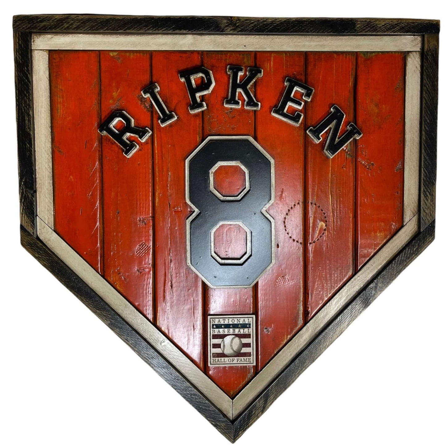 Cal Ripken Jr. #8 - National Baseball Hall of Fame Handmade Home Plate. Baseball Memorabilia. Made in USA