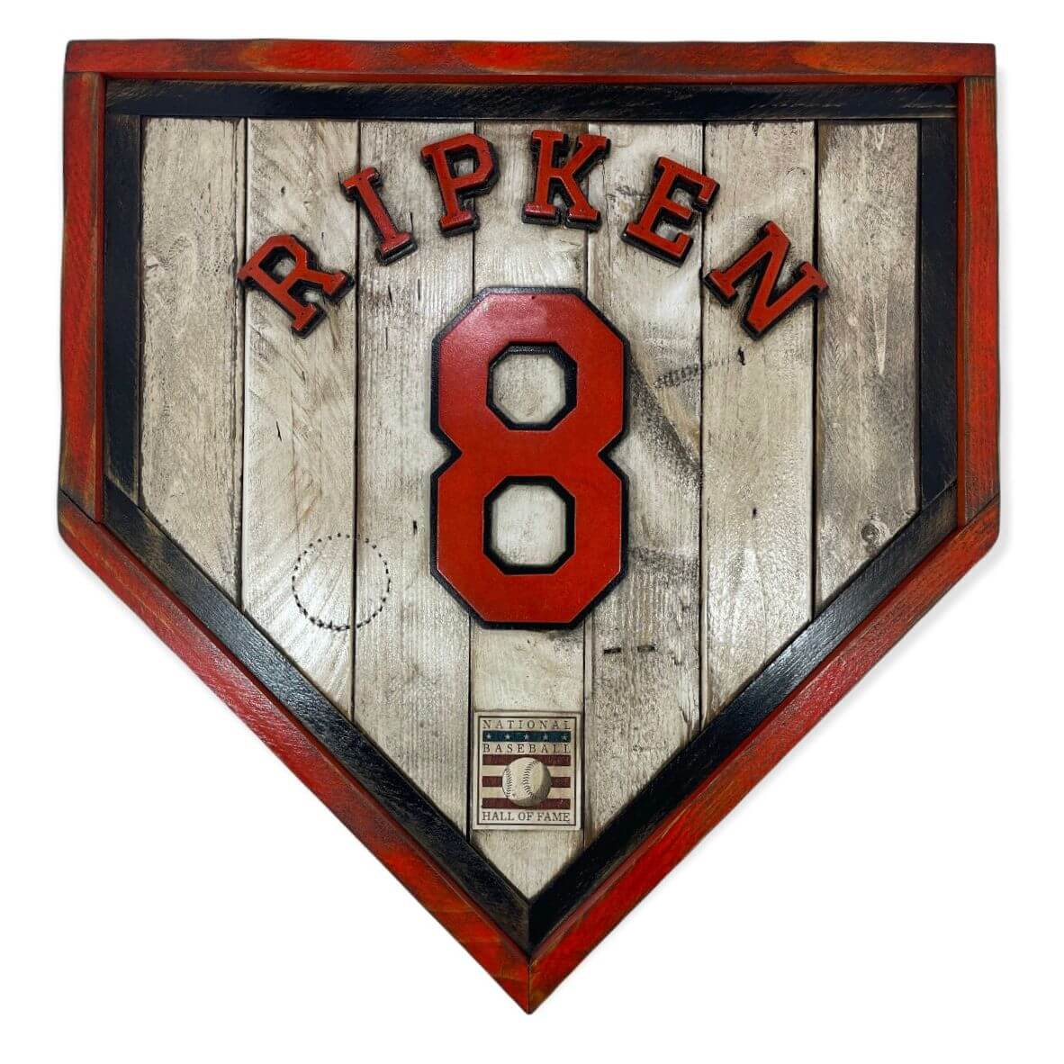 Cal Ripken Jr. #8 - National Baseball Hall of Fame Handmade Home Plate. Baseball Memorabilia. Made in USA