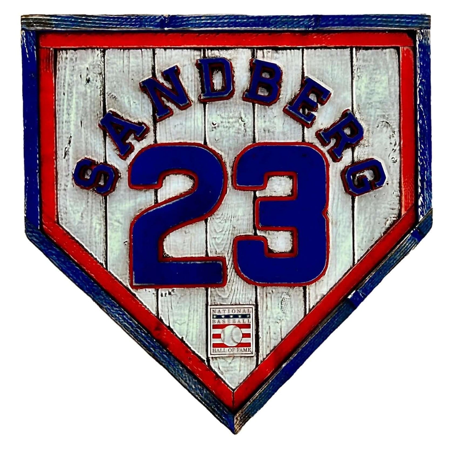Ryne Sandberg #23 - National Baseball Hall of Fame Handmade Home Plate. Baseball Memorabilia. Made in USA