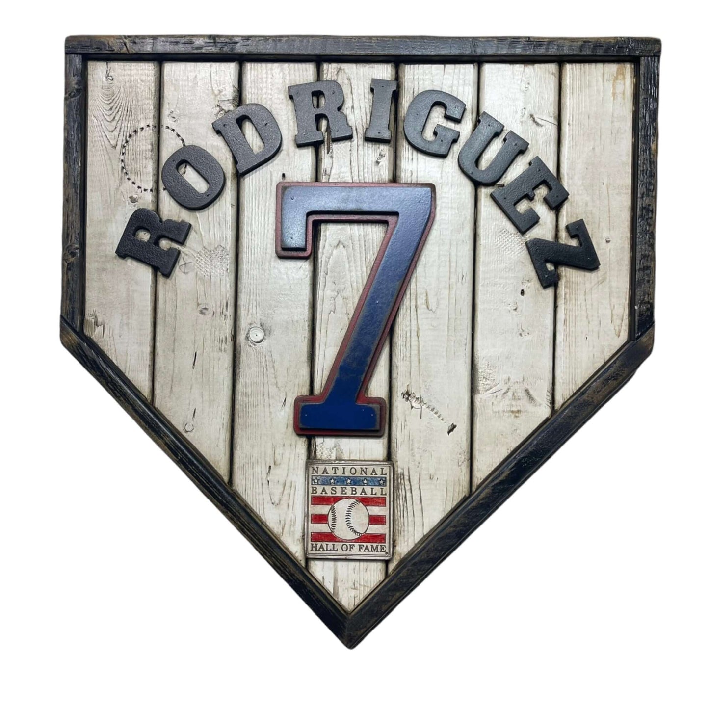 Ivan Rodriguez #7 - Custom baseball Hall of Fame legacy home plate sign – handcrafted USA sports memorabilia