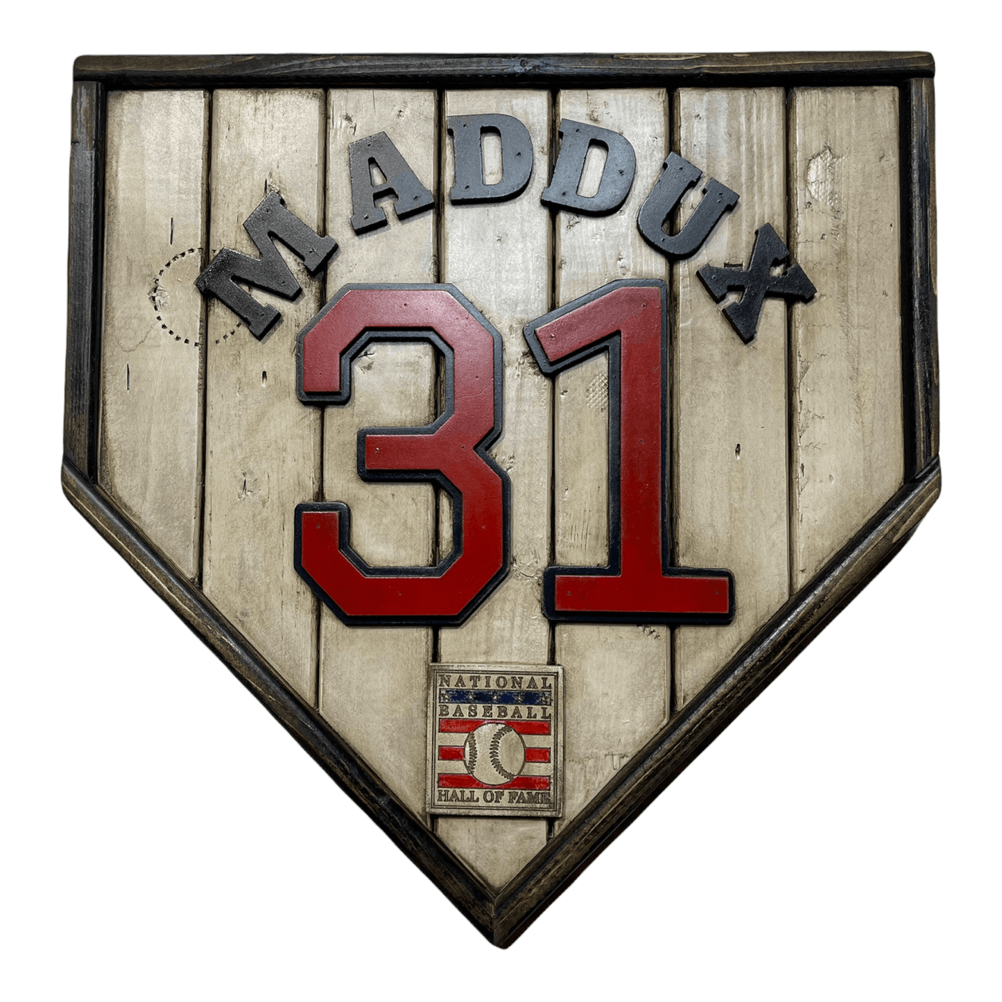 Greg Maddux #31 - Custom baseball Hall of Fame legacy home plate sign – handcrafted USA sports memorabilia