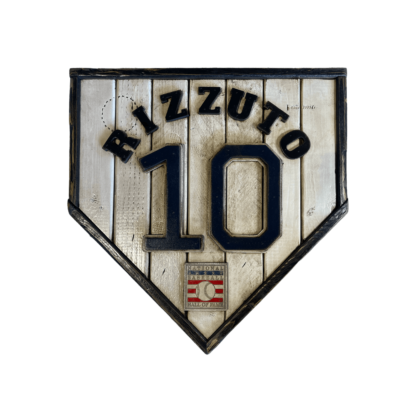 Phil Rizzuto #10 - Custom baseball Hall of Fame legacy home plate sign – handcrafted USA sports memorabilia
