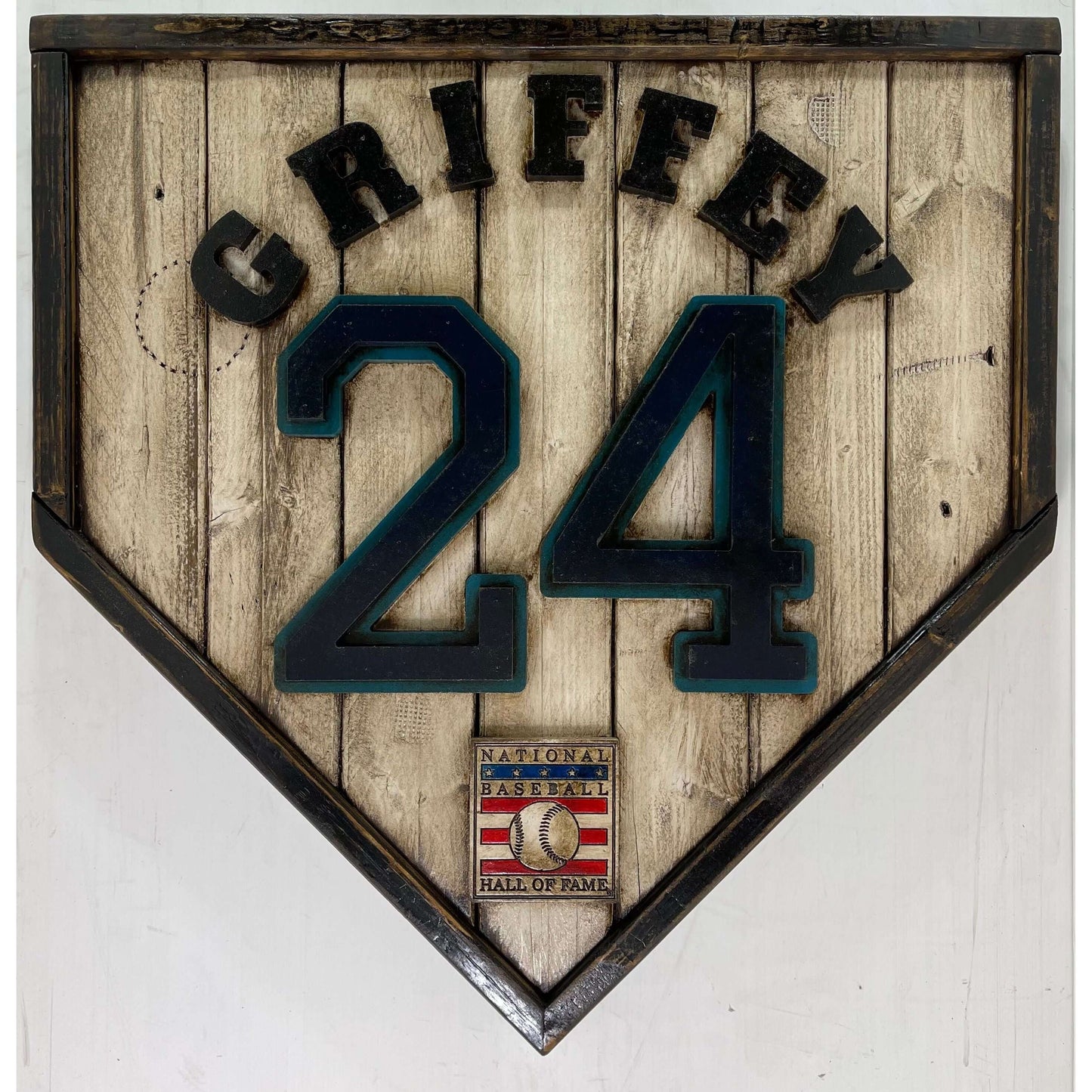 Ken Griffery Jr. #24 - Custom baseball Hall of Fame legacy home plate sign – handcrafted USA sports memorabilia