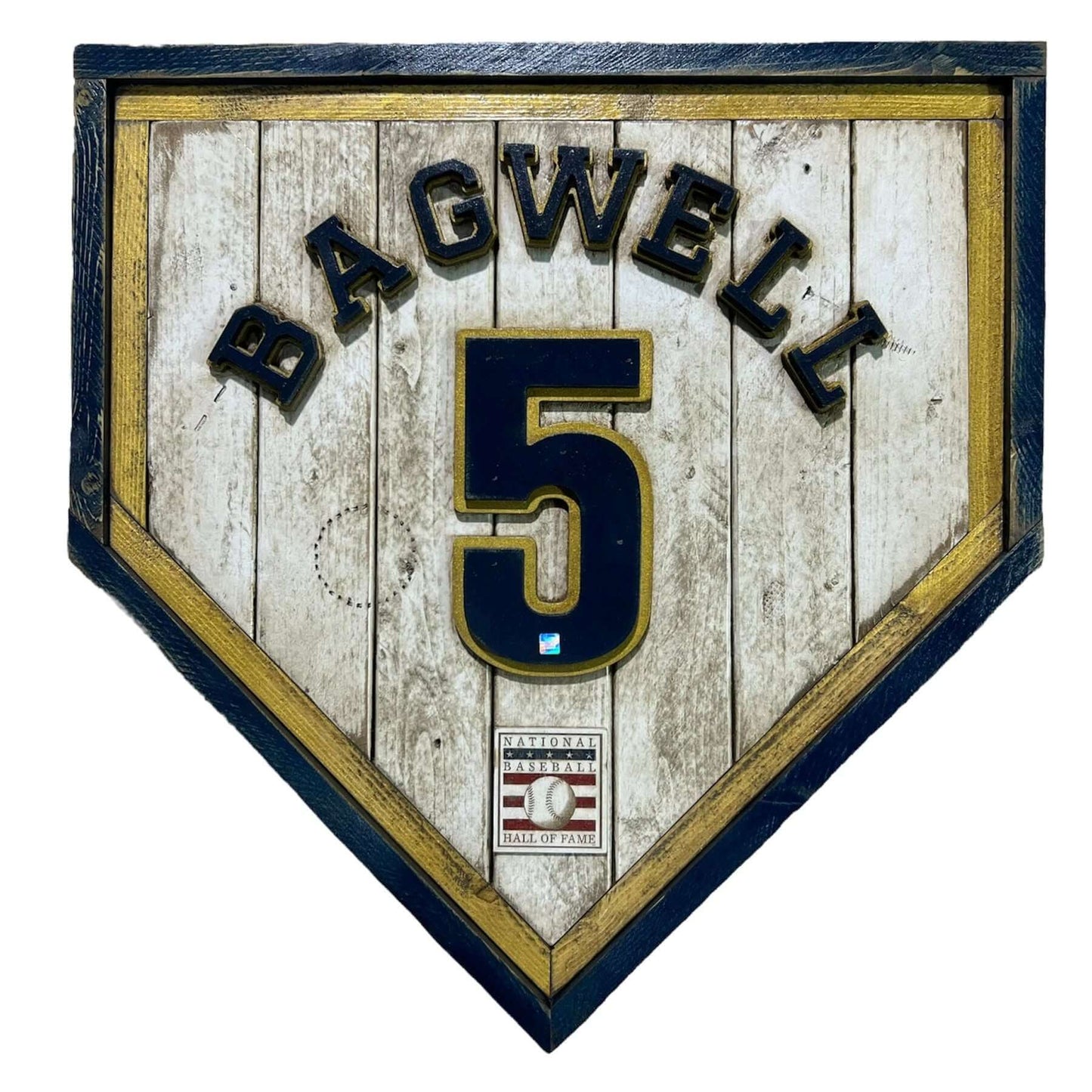 Jeff Bagwell #5 - National Baseball Hall of Fame Handmade Home Plate. Baseball Memorabilia. Made in USA