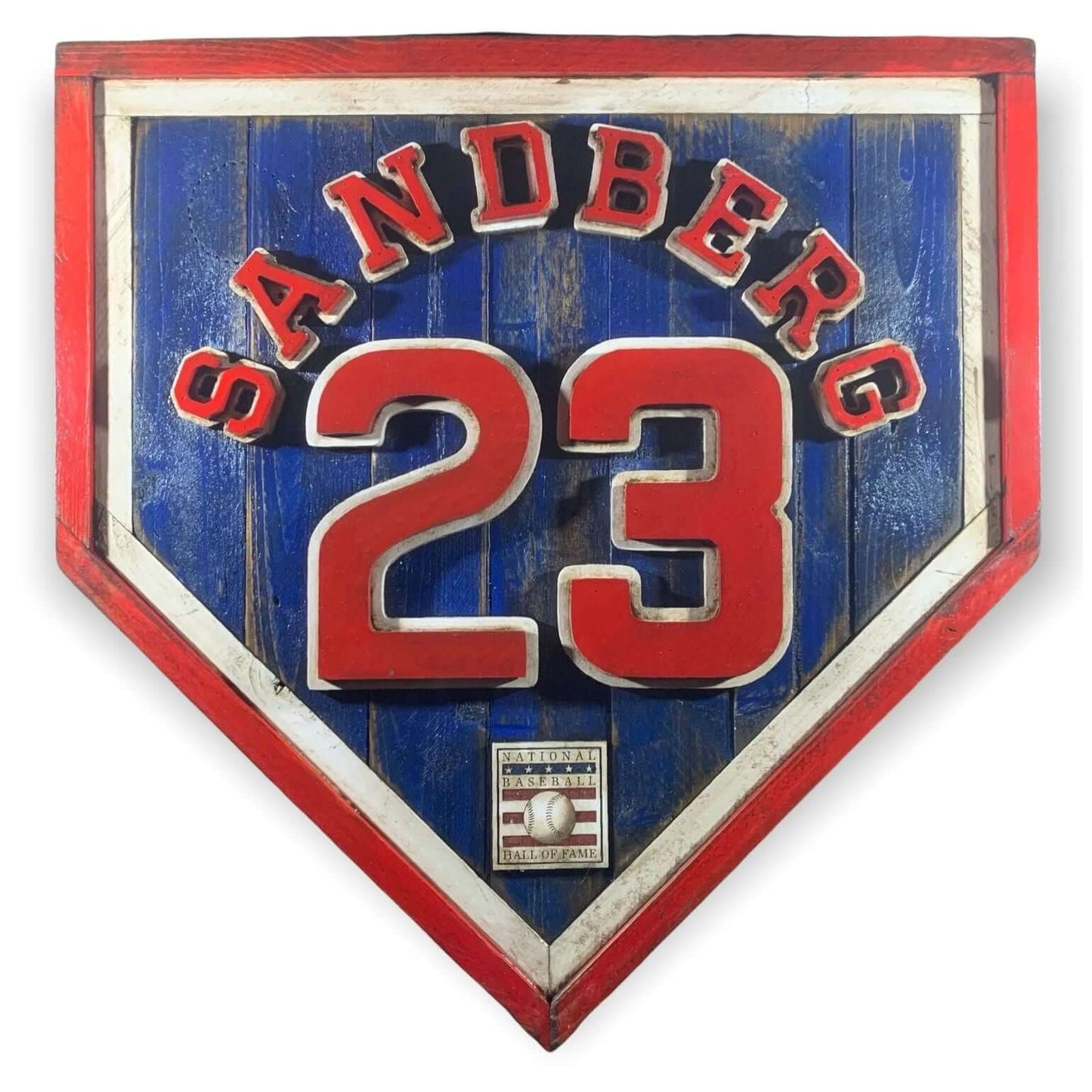 Ryne Sandberg #23 - National Baseball Hall of Fame Handmade Home Plate. Baseball Memorabilia. Made in USA