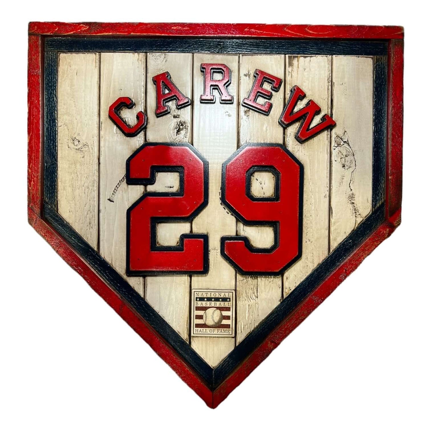 Rod Carew #29 - National Baseball Hall of Fame Handmade Home Plate. Baseball Memorabilia. Made in USA