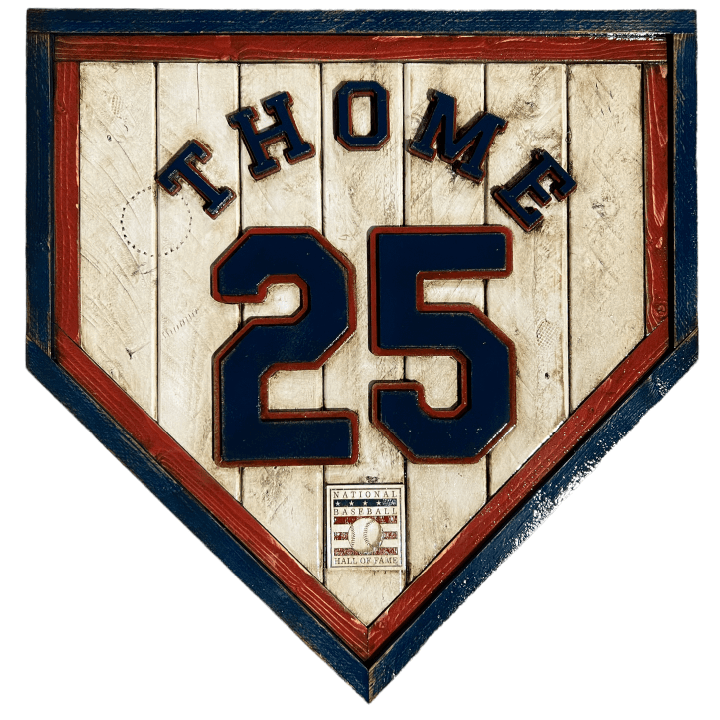 Jim Thome #25 - National Baseball Hall of Fame Handmade Home Plate. Baseball Memorabilia. Made in USA