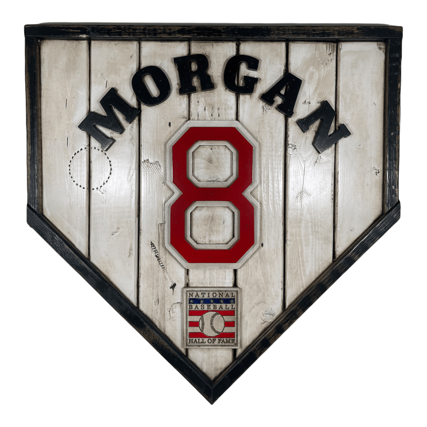 Joe Morgan #8 - Custom baseball Hall of Fame legacy home plate sign – handcrafted USA sports memorabilia