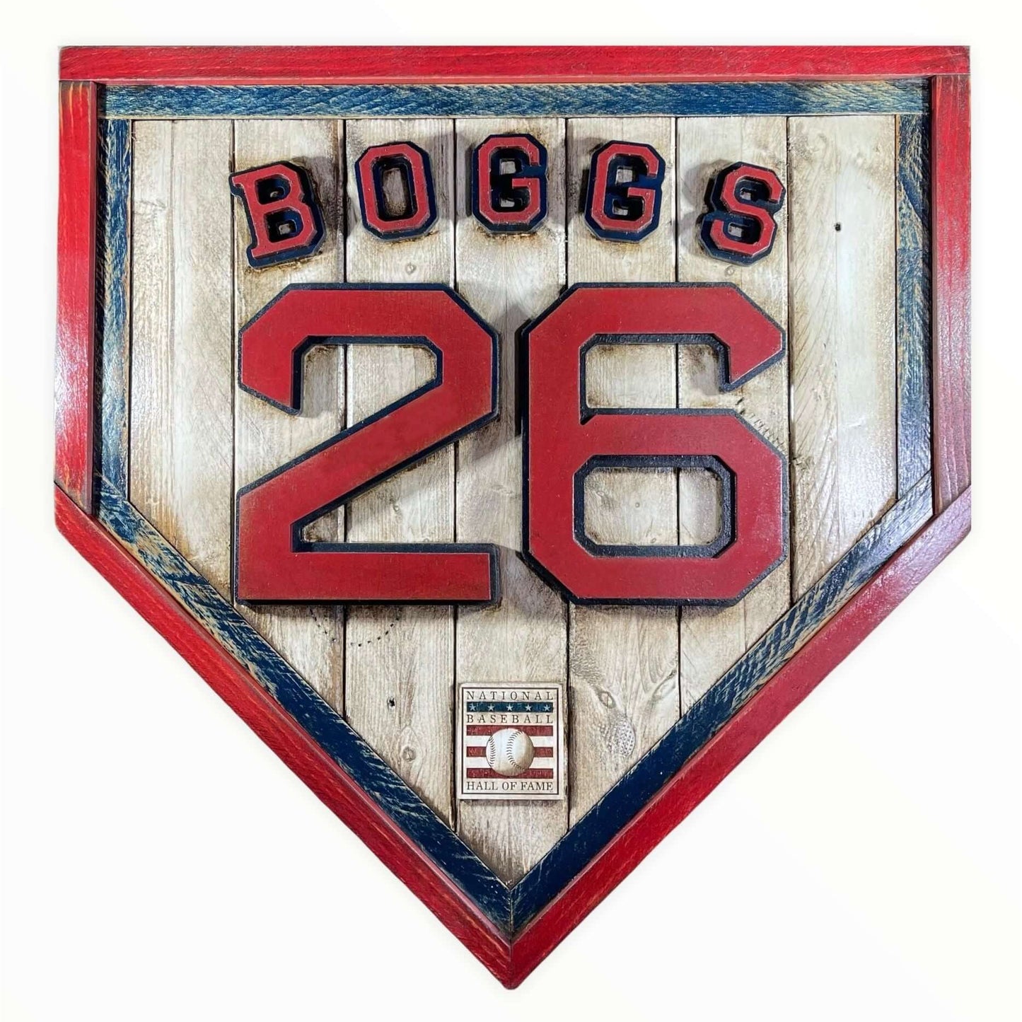 Wade Boggs #26 - National Baseball Hall of Fame Handmade Home Plate. Baseball Memorabilia. Made in USA