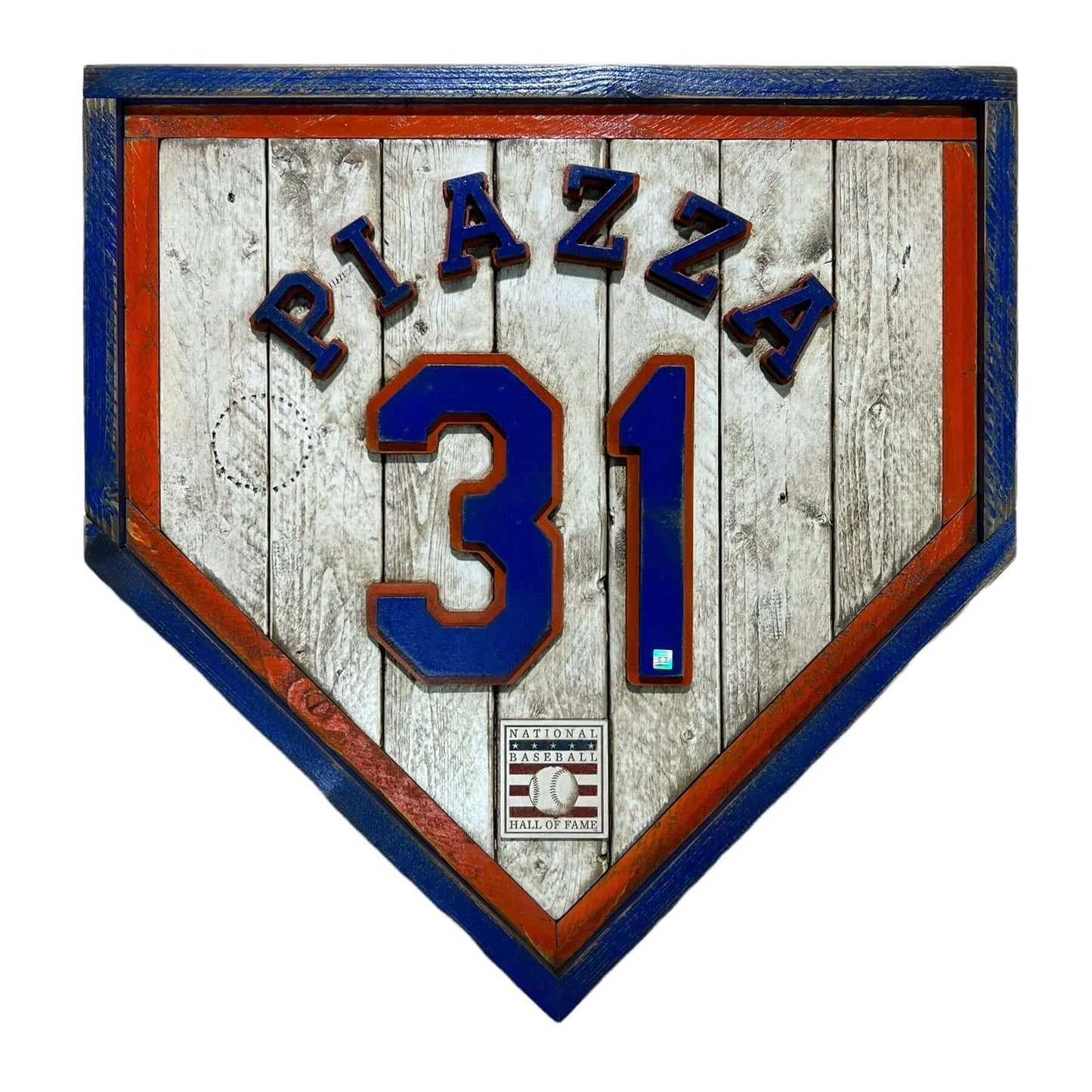 Mike Piazza #31 - National Baseball Hall of Fame Handmade Home Plate. Baseball Memorabilia. Made in USA