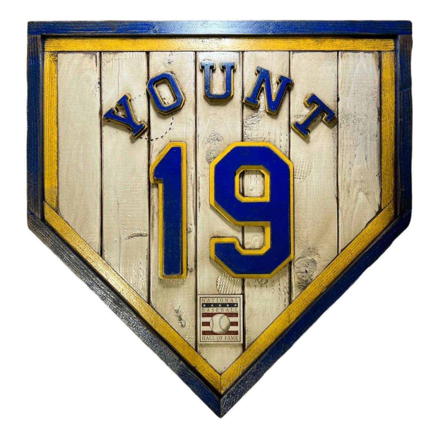 Robin Yount #19 - National Baseball Hall of Fame Handmade Home Plate. Baseball Memorabilia. Made in USA