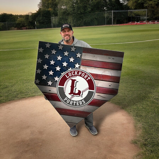 48" Aluminum Printed American Flag Home Plate Sign Interior/Exteriors