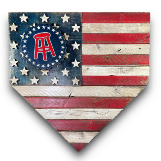 Custom Rustic Flag Home Plate with Logo