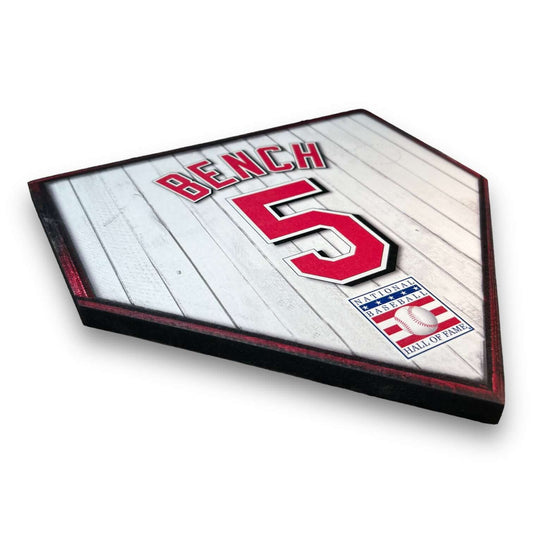 Johnny Bench #5 Reds - Replica Jersey Home Plate Side View